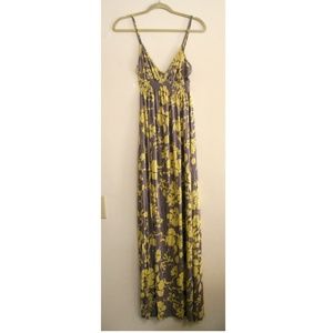 Grey and yellow floral, maxi dress